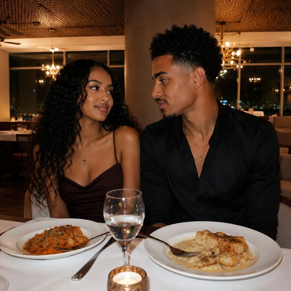A couple enjoying a first date after matching on Gojo Dating