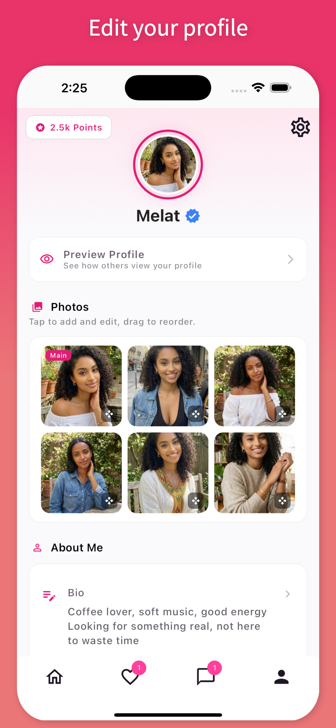 Gojo Dating App - Edit your profile